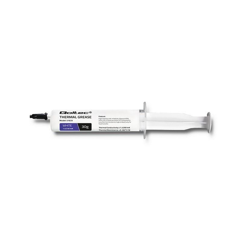 Pasta termoprzewodząca Qoltec 1.42 W/m-K | 30g | Biała