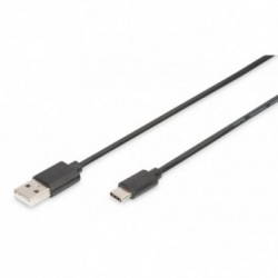 Kabel USB 2.0 DIGITUS HighSpeed Typ USB C/A M/M czarny 1m