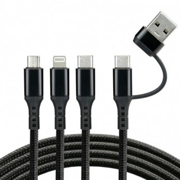 Kabel przewód USB-C / USB 3w1 - USB-C, Lightning, micro USB 120cm everActive CBB-1.2ALL do 3A Kabel przewód USB-C / USB 3w1 - USB-C, Lightning, micro USB 120cm everActive CBB-1.2ALL do 3A
