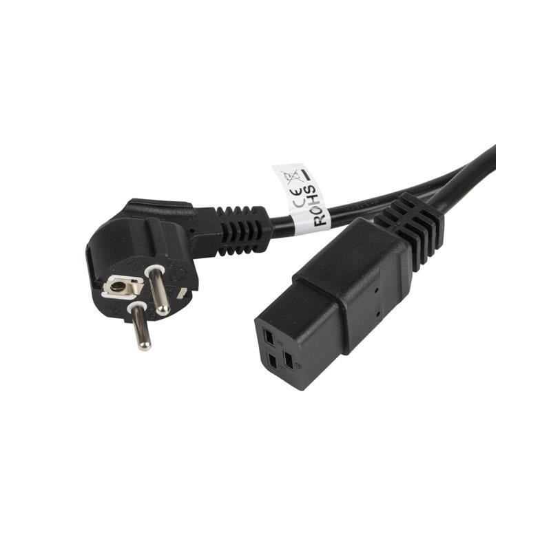Kabel zasilający Lanberg CEE 7/7 -> IEC 320 C19 (serwerowy) 16A 1,8m VDE czarny