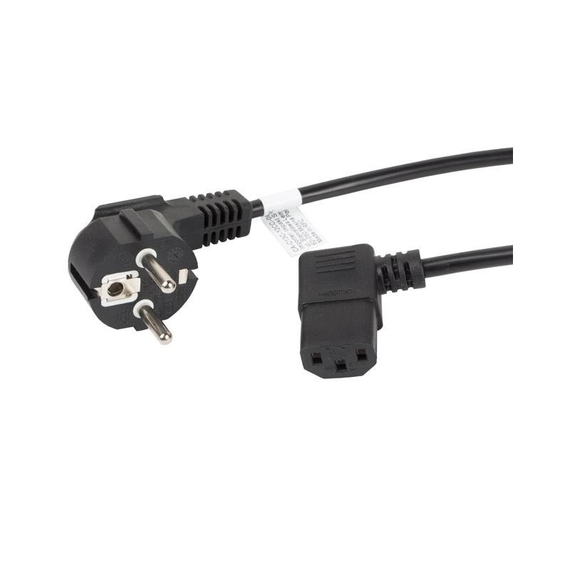 Kabel zasilający Lanberg CEE 7/7 -> IEC 320 C13 kątowy 1,8m VDE czarny