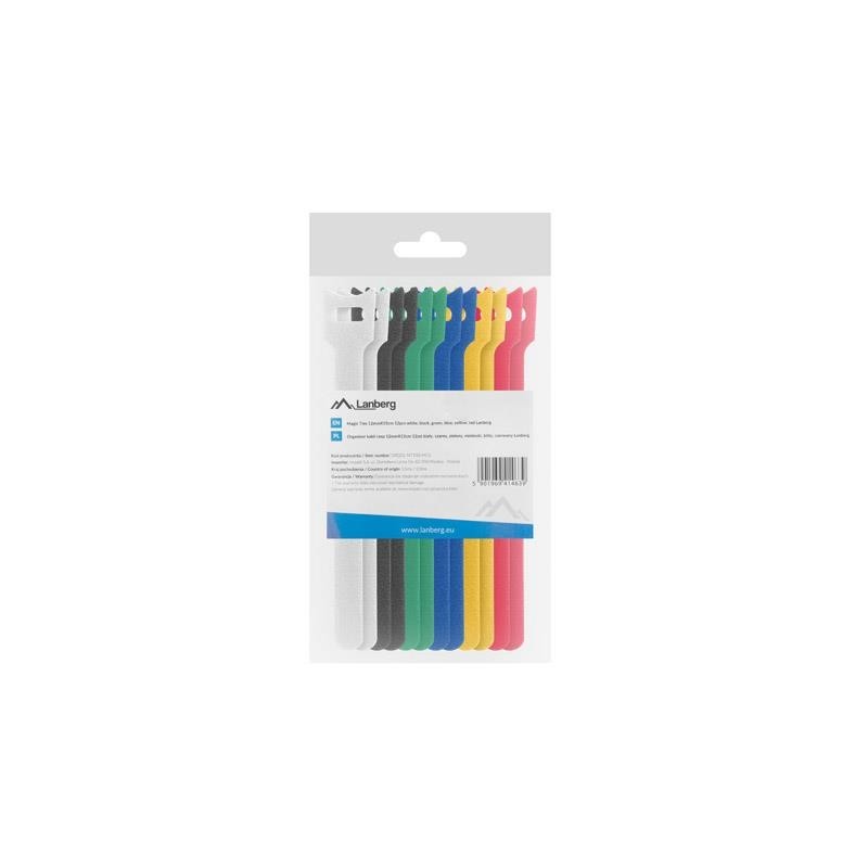 Organizer kabli Lanberg rzep 12mm x 15cm multikolor 12 sztuk