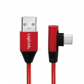 Kabel USB 2.0 LogiLink CU0146 USB A - USB-C, M/M, kątowy, czerwony, 1m Kabel USB 2.0 LogiLink CU0146 USB A - USB-C, M/M, kątowy, czerwony, 1m