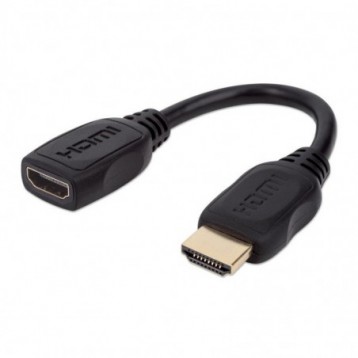 Kabel / Przedłużacz Manhattan HDMI-HDMI M/F Ethernet 4K*60Hz 0,2m, czarny Kabel / Przedłużacz Manhattan HDMI-HDMI M/F Ethernet 4K*60Hz 0,2m, czarny