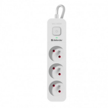 Listwa zasilająca Defender SFS 131 1,5 m, 3 gniazda, biała Listwa zasilająca Defender SFS 131 1,5 m, 3 gniazda, biała