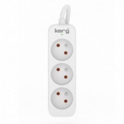 Przedłużacz KERG M02383 3-gniazdowy 1,5m 3×1,0mm2 H05VV-F 10A/250V biały