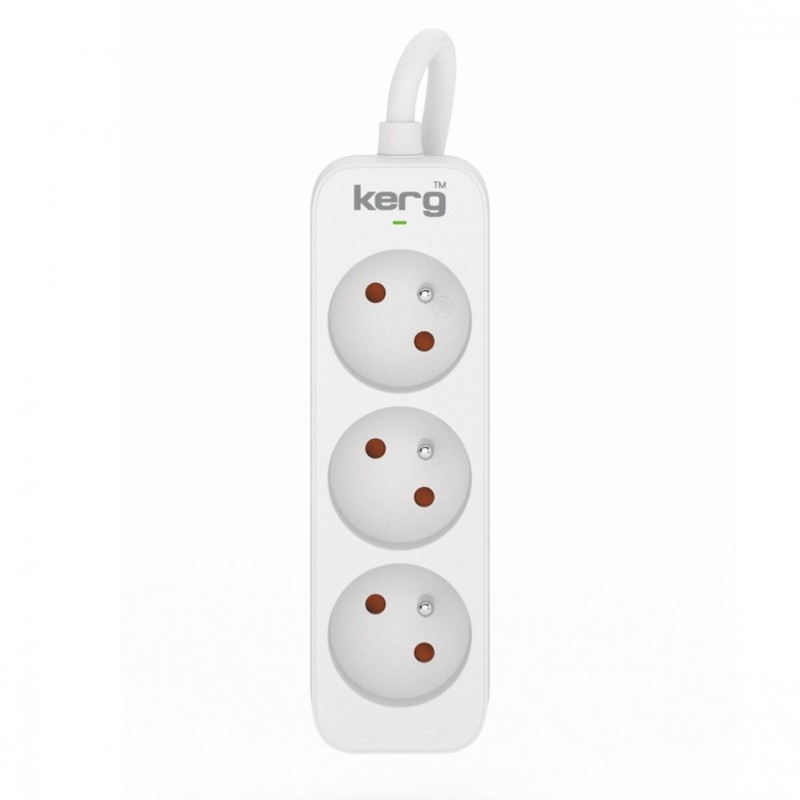 Przedłużacz KERG M02383 3-gniazdowy 1,5m 3×1,0mm2 H05VV-F 10A/250V biały