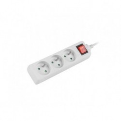 Listwa przedłużacz Lanberg 3m biała 3x 230V PL, z wyłącznikiem, kabel wykonany z pełnej miedzi