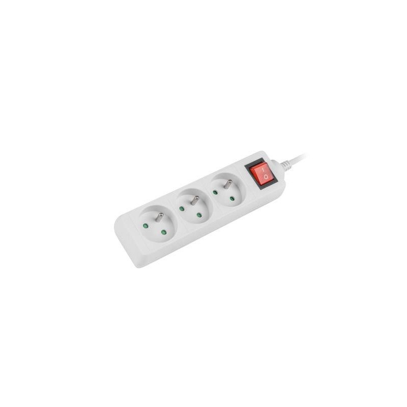 Listwa przedłużacz Lanberg 3m biała 3x 230V PL, z wyłącznikiem, kabel wykonany z pełnej miedzi