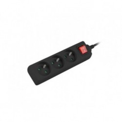 Listwa przedłużacz Lanberg 3m czarna 3x 230V PL, z wyłącznikiem, kabel wykonany z pełnej miedzi
