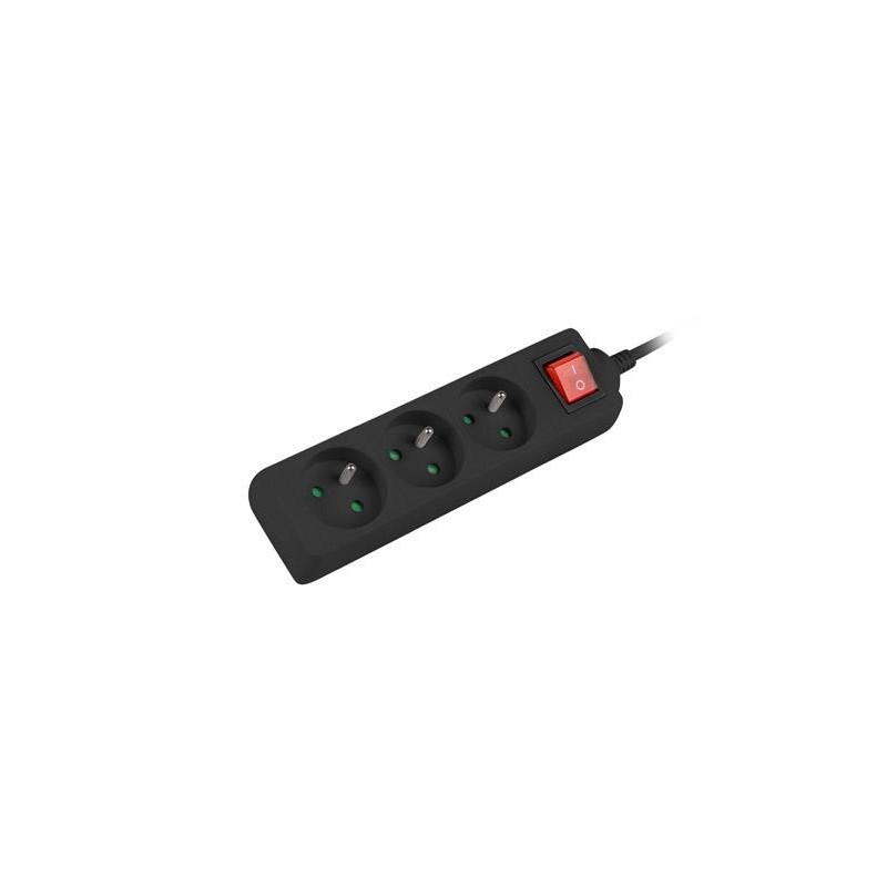 Listwa przedłużacz Lanberg 3m czarna 3x 230V PL, z wyłącznikiem, kabel wykonany z pełnej miedzi
