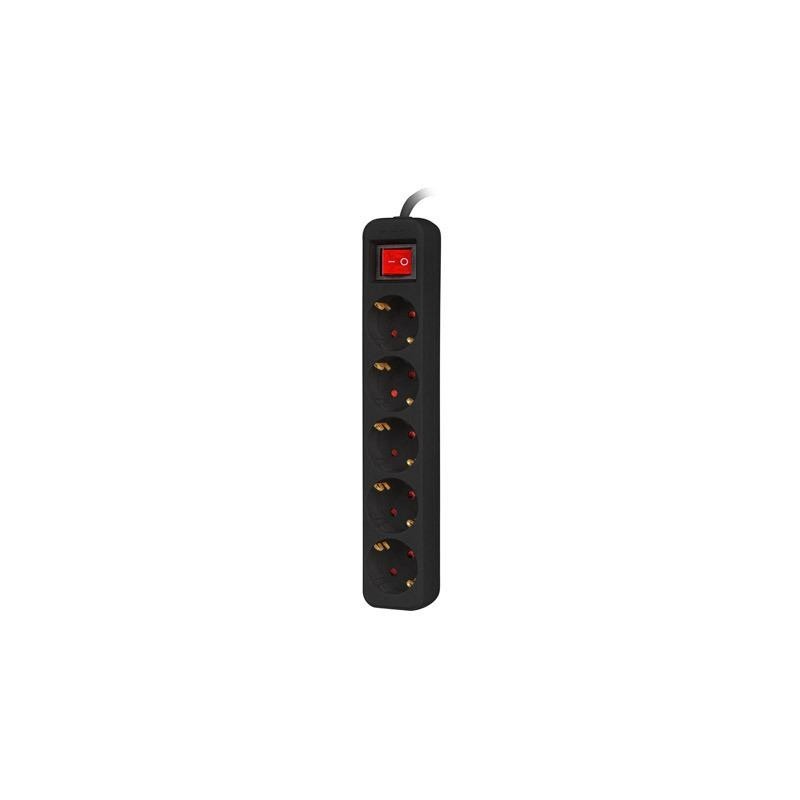 Listwa przedłużacz Lanberg 3m czarna 5x 230V Schuko z wyłącznikiem, kabel wykonany z pełnej miedzi