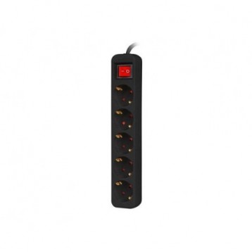 Listwa przedłużacz Lanberg 3m czarna 5x 230V Schuko z wyłącznikiem, kabel wykonany z pełnej miedzi Listwa przedłużacz Lanberg 3m czarna 5x 230V Schuko z wyłącznikiem, kabel wykonany z pełnej miedzi
