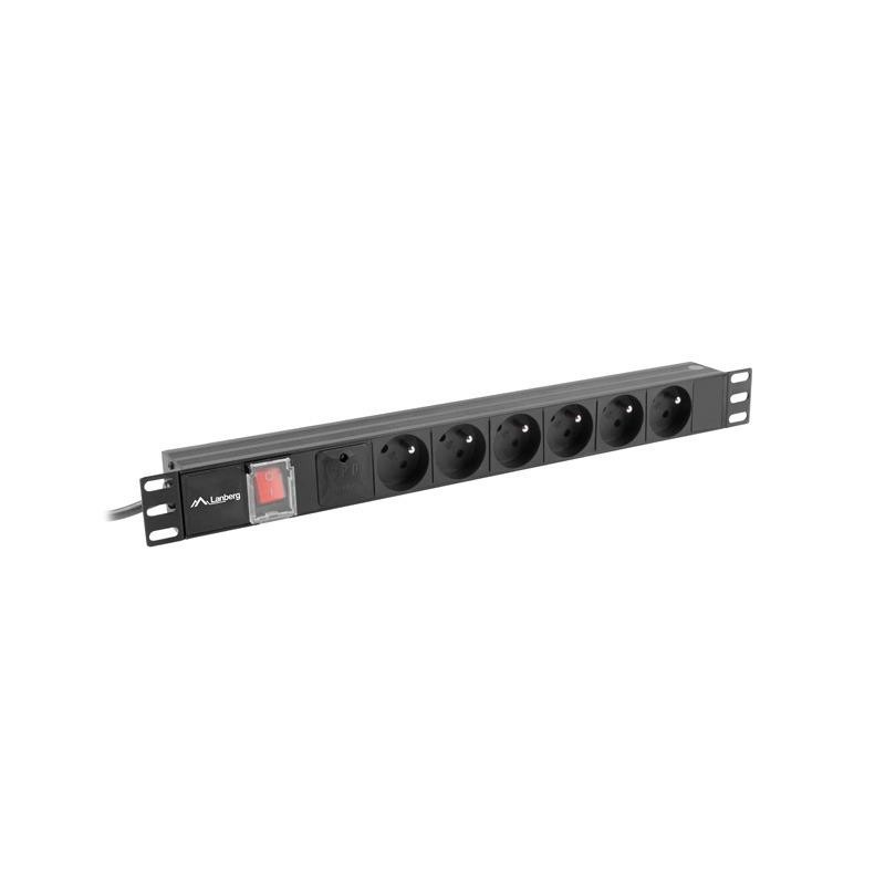 Listwa zasilająca Lanberg do RACK 1U 16A PDU 6x PL 2m czarna