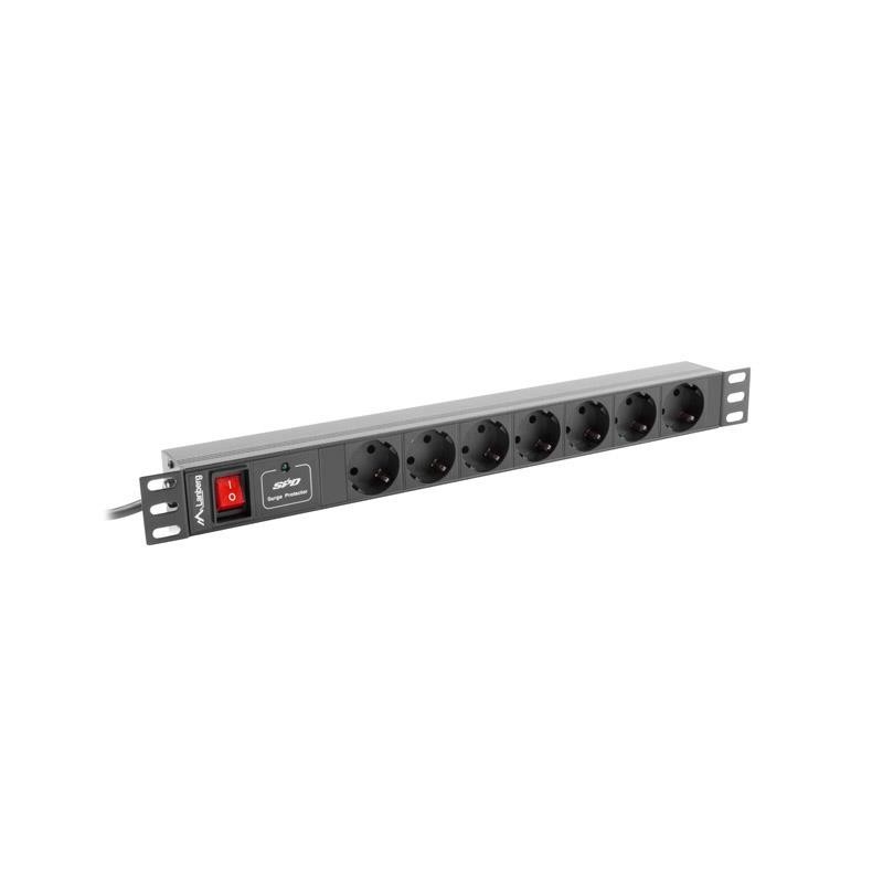 Listwa zasilająca Lanberg do RACK 1U 10A PDU 7x Schuko 2m czarna