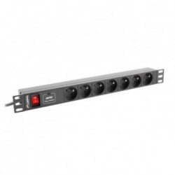 Listwa zasilająca Lanberg do RACK 1U 16A PDU 7x PL 2m czarna