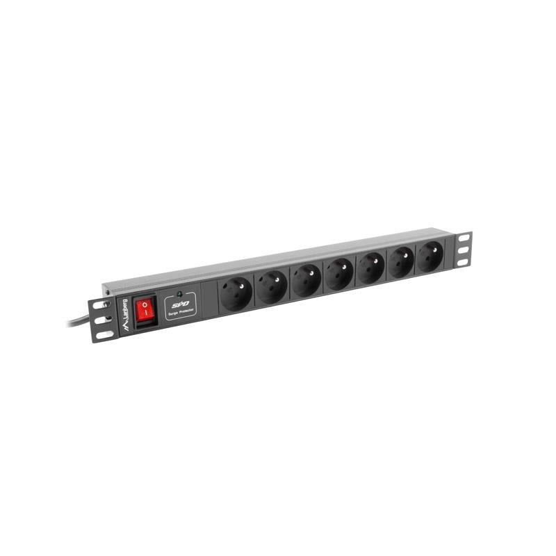 Listwa zasilająca Lanberg do RACK 1U 16A PDU 7x PL 2m czarna