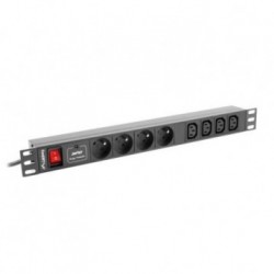 Listwa zasilająca Lanberg do RACK 1U 16A PDU 4x PL + 4x IEC C13 2m czarna