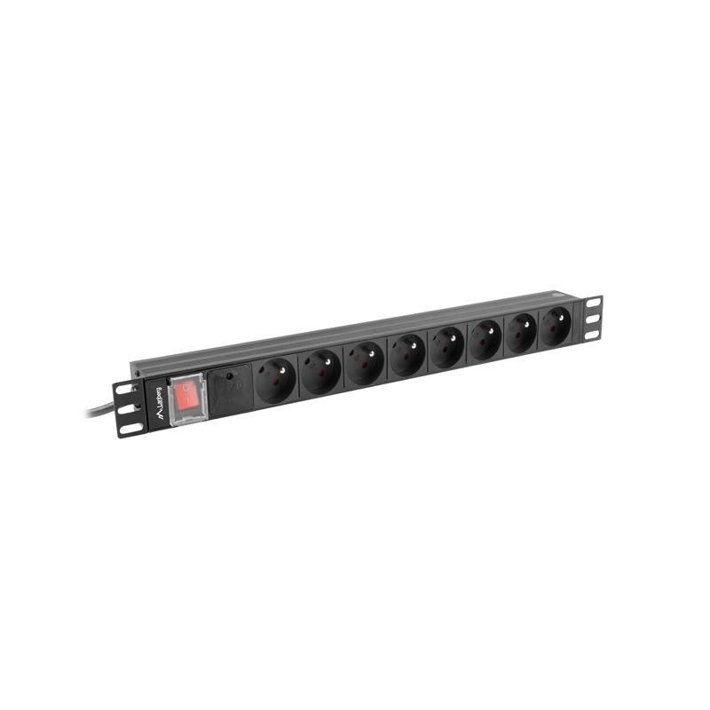 Listwa zasilająca Lanberg do RACK 1U 16A PDU 8x PL 2m czarna