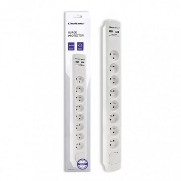 Listwa antyprzepięciowa Qoltec 8 gniazd | 2xUSB | 1.8m | Biała Listwa antyprzepięciowa Qoltec 8 gniazd | 2xUSB | 1.8m | Biała