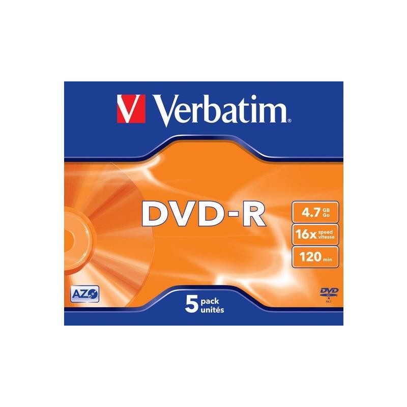 DVD-R Verbatim 4.7GB X16 Matt Silver (5 Jewel Case)