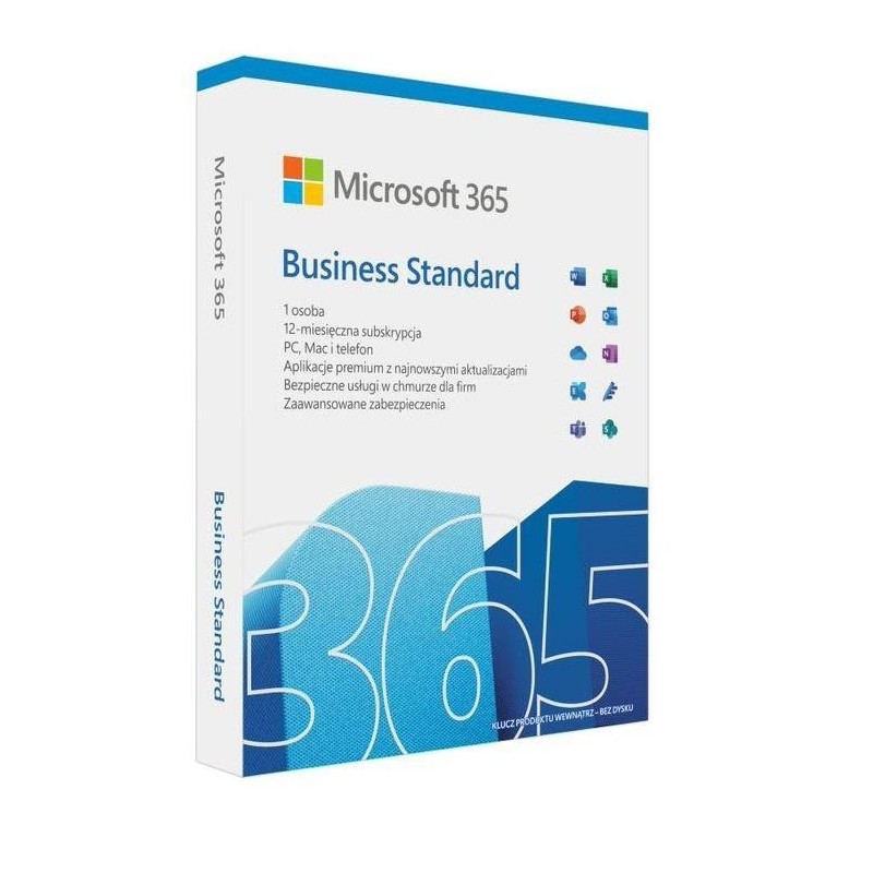 Oprogramowanie Microsoft M365 Bus Standard Retail Polish Subscription P8 EuroZone 1 License Medialess 1 Year