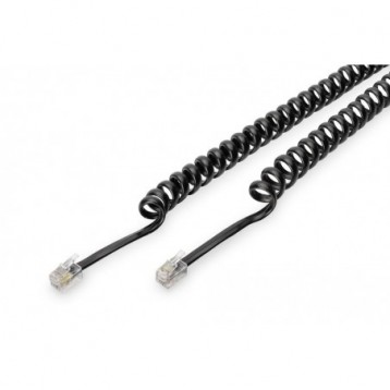 Kabel połączeniowy DIGITUS spiralny do słuchawek telefonicznych RJ10/RJ10 M/M czarny 2m Kabel połączeniowy DIGITUS spiralny do słuchawek telefonicznych RJ10/RJ10 M/M czarny 2m