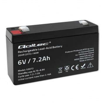 Akumulator AGM Qoltec | 6V | 7.2Ah Akumulator AGM Qoltec | 6V | 7.2Ah