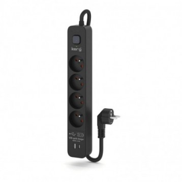 Urządzenie zasilające zabezpieczające KERG z wyłącznikiem 4 gniazda USB-C USB-A czarne 3m 16A H05VV-F 3x1,5mm2 Urządzenie zasilające zabezpieczające KERG z wyłącznikiem 4 gniazda USB-C USB-A czarne 3m 16A H05VV-F 3x1,5mm2