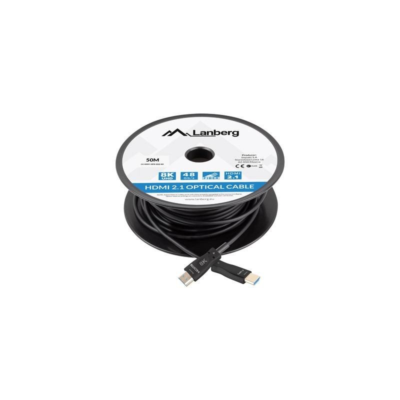 Kabel HDMI Lanberg M/M v2.1 50m 8K czarny optyczny AOC