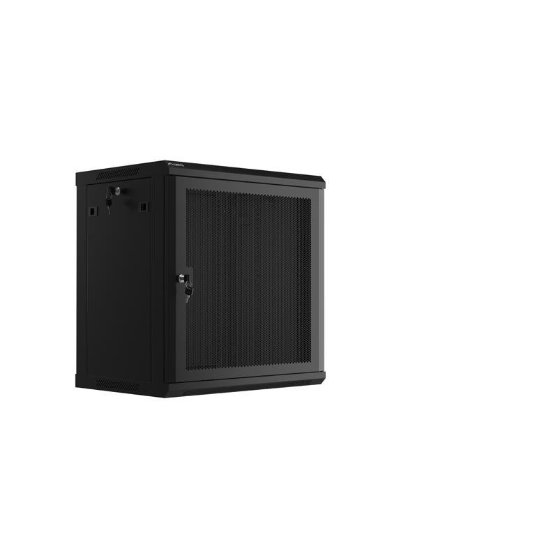 Szafa instalacyjna Rack wisząca 19" 12U 600x450 czarna drzwi perforowane Lanberg (flat pack)