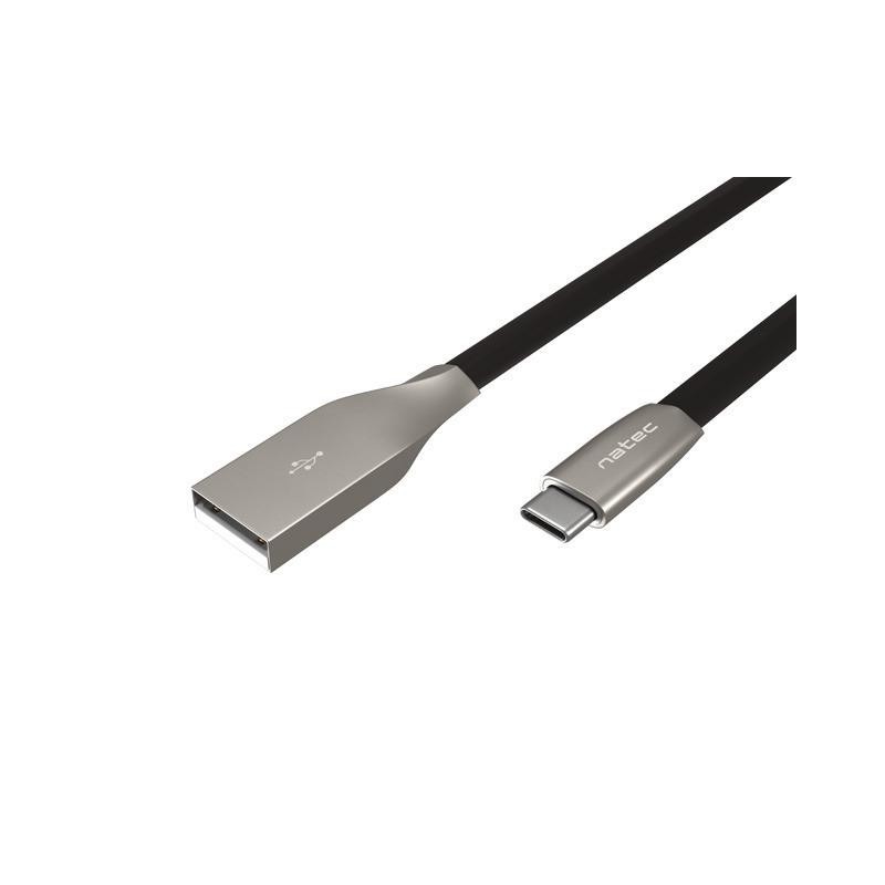 Kabel USB 2.0 Type-C(M) - AM 1m czarny metal Natec prati