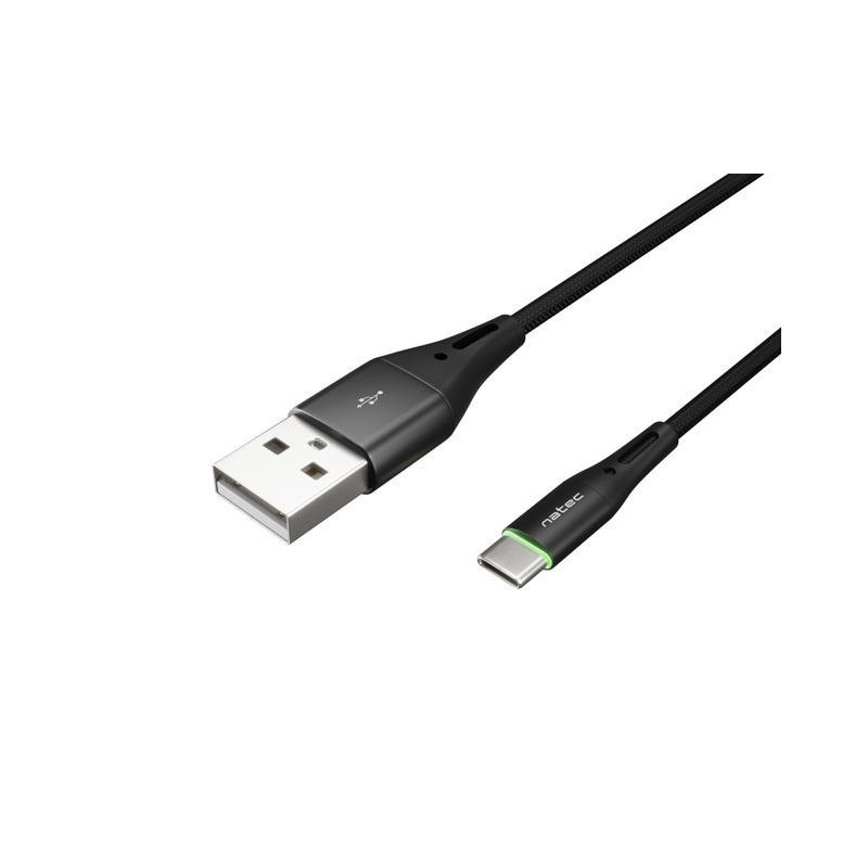 Kabel USB 2.0 Type-C(M) - AM 1m oplot czarny led Natec Prati